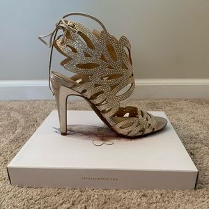 Rhinestone studded gold heels!